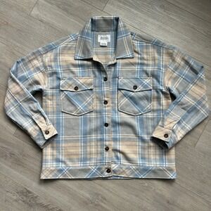 Boston Traders Light‎ Blue Plaid Casual Shacket Trucker Jacket Size L